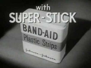 Black & white image of a retro Band-Aid can