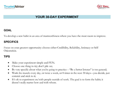 Your 30-day experiment