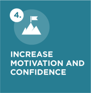 Icon showing a mountain peak with a flag at the summit, representing achievement, personal growth, increased confidence, and reaching professional goals.